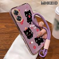 Gambar MHKEID Casing Hp Untuk OPPO Reno 8T 4G Reno 8T 5G Case Pola Kucing Hitam Strawberry Model Baru Gelang Tali gantung kasing silikon Softcase Lanyard Pelapisan Samping Casing - Gaya1, OPPO Reno 8T 4G dari MHKEID MALL Kab. Tangerang 1 Tokopedia