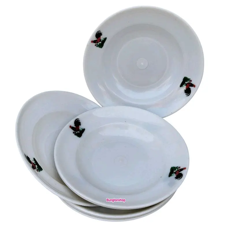 PAKET HEMAT 24 PCS PIRING AYAM JAGO Tebal Anti pecah Kitchenware 22 Cm Piring Ramah Lingkungan