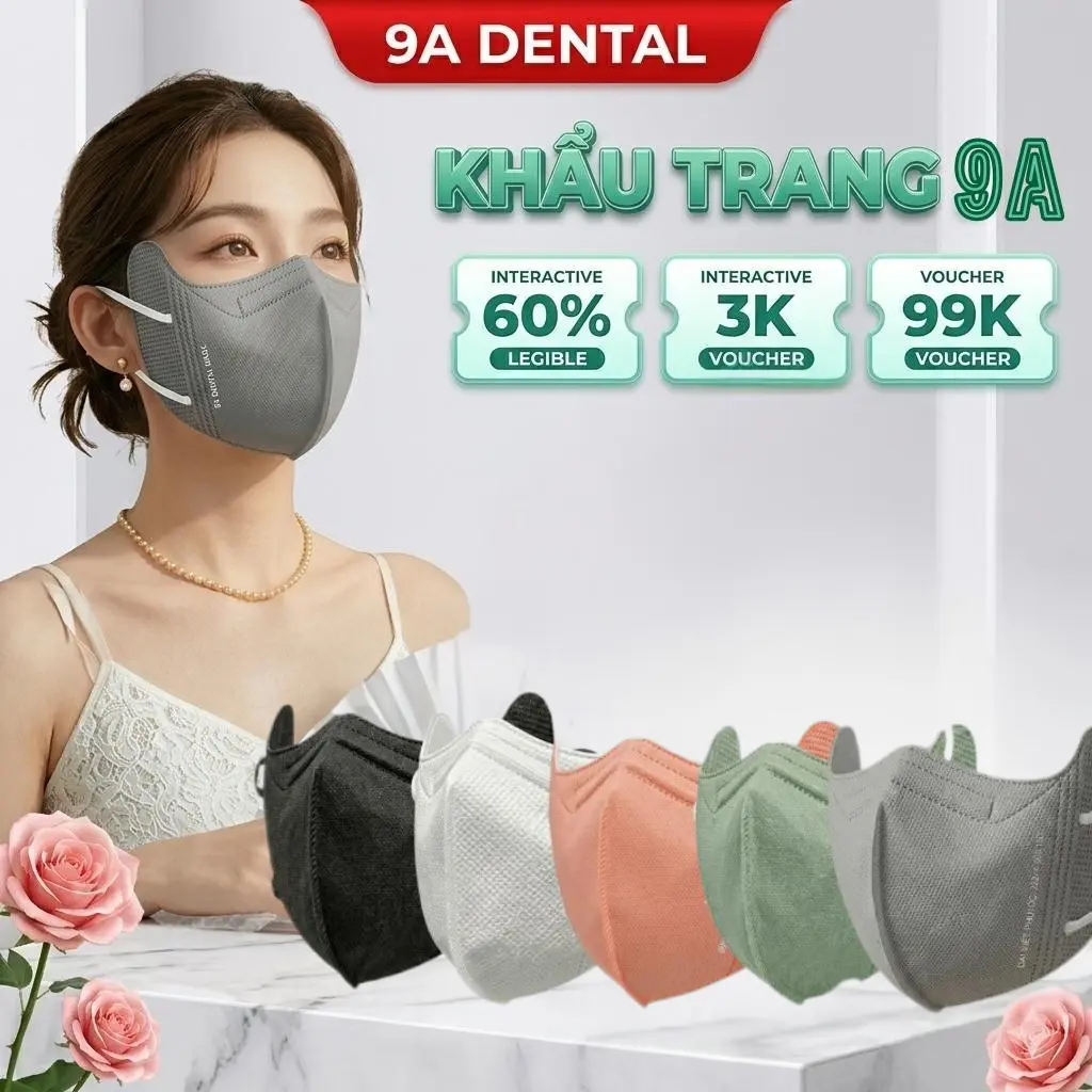Thùng 300 Và 100 Cái Khẩu trang 9A DENTAL 5 lớp ,Form to siêu chống nắng và tia uv Khắc tinh của Mùa Hè