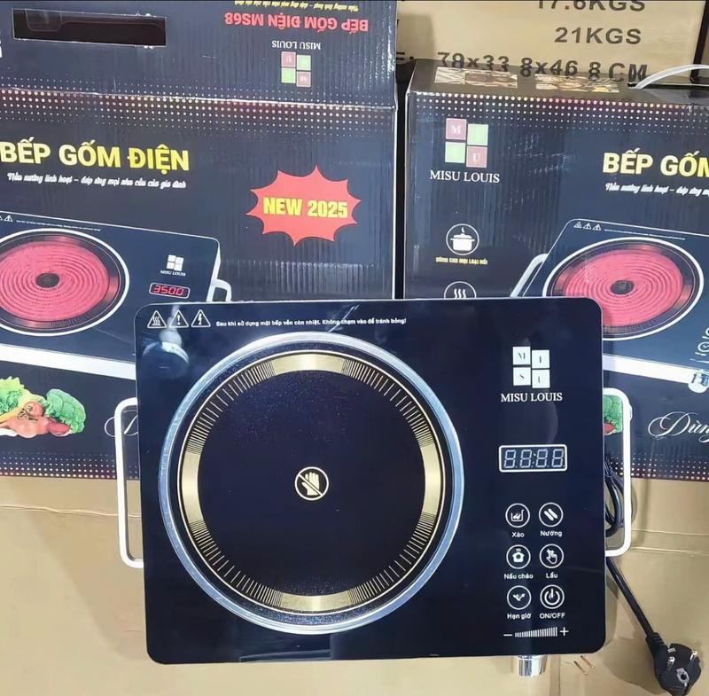Bếp Hồng Ngoại Gốm Misu Cao Cấp Màn Hình Cảm Ứng, Mặt Kính Cường Lực, Công Suất 3500W Dùng Được Mọi Loại Nồ