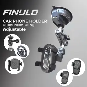 FINULO Car Phone Holder Kaca Mobil Bahan ABS dan Alumunium Kokoh dan Adjustable Premium