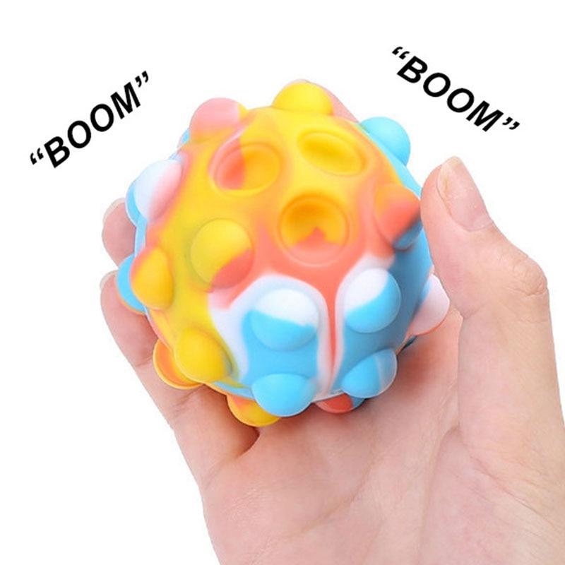 2pcs Rainbow Ball Push Bubble Antistress Cube Decompression Toys Squeeze 3D Elastic Ball Stress Relief Sensory Toy For Kids Gift 1
