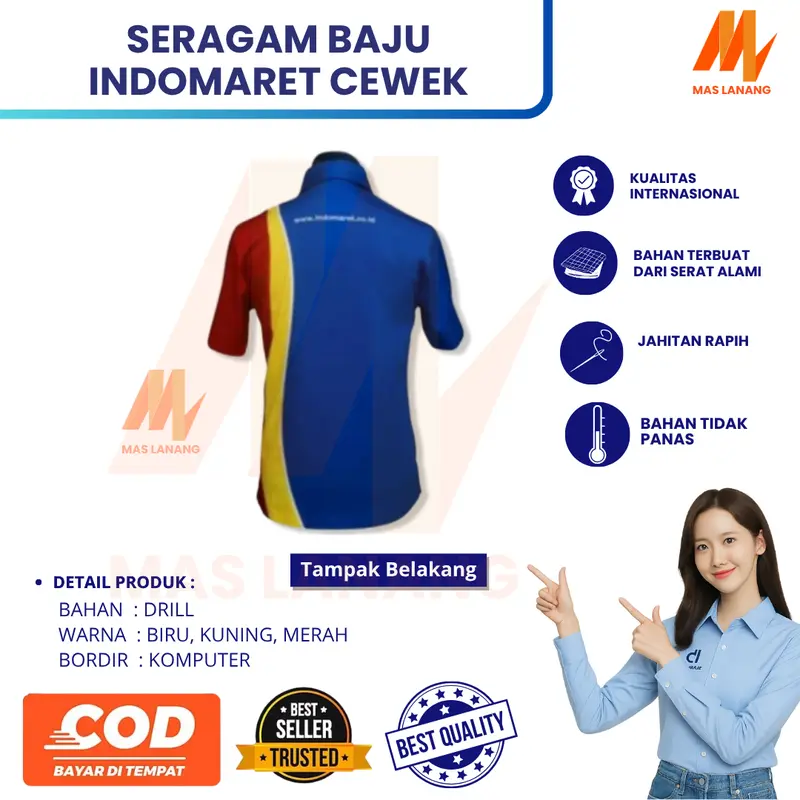 Baju Seragam Indomaret Cewek || Baju Kerja Indomaret || Baju Kerja Cewek || Indomaret Pendek Wanita 3