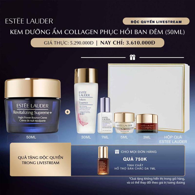 [MỚI] Kem dưỡng ẩm collagen phục hồi ban đêm Estee Lauder Revitalizing Supreme+ Night Power Bounce Creme 50ml -  với đa tác động chống lại quá trình lão hóa bao gồm nâng cơ và tăng độ săn chắc