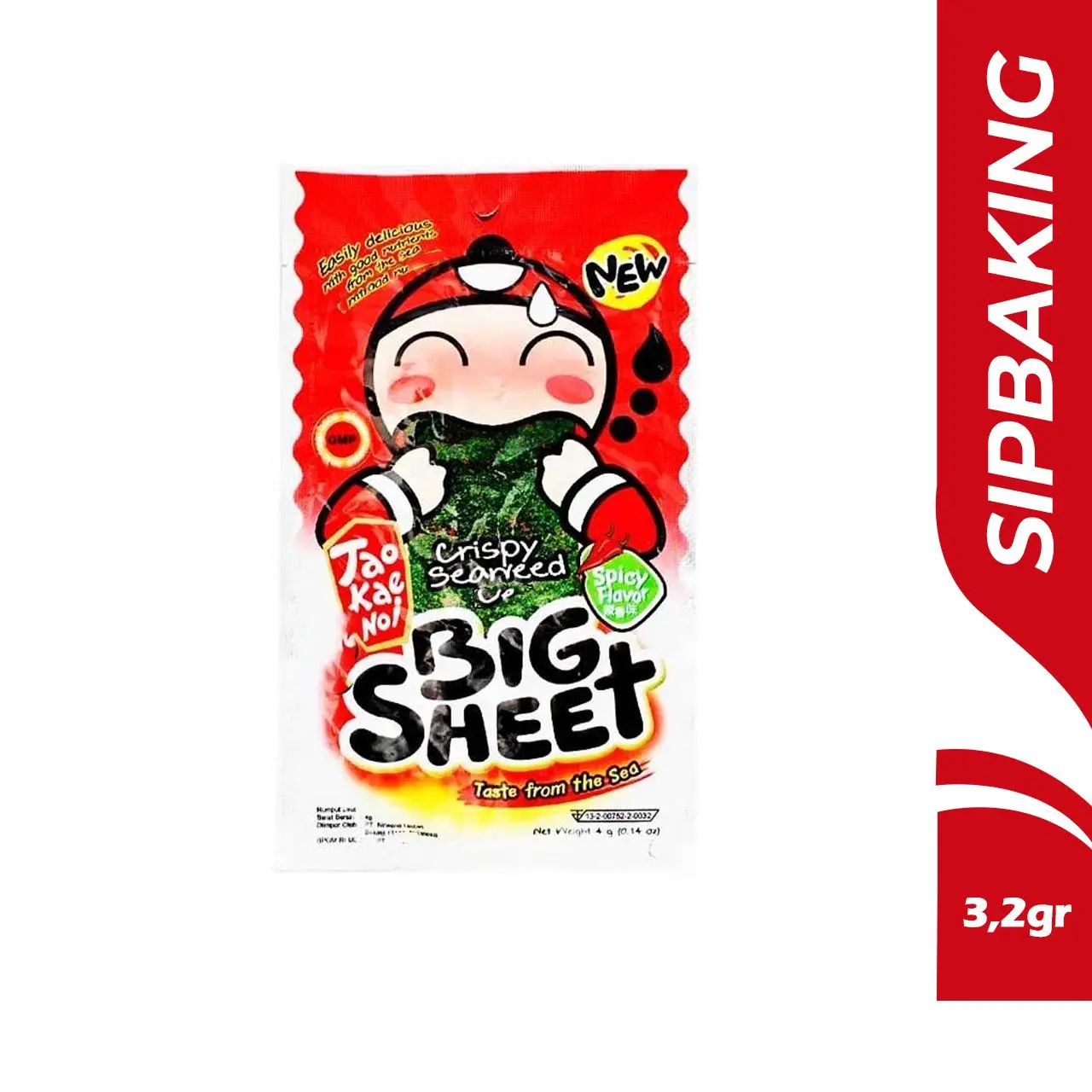 Tao Kae Noi Big Sheet 4gr Spicy Crispy Seaweed rumput laut