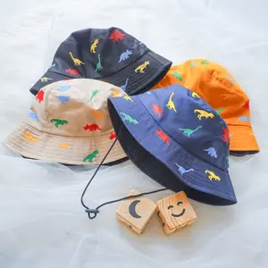 Bucket Hat Anak Polos Topi Anak Dino Topi Rimba Topi Piknik Anak Laki Laki Cowok Motif Full Dino Dinosaurus