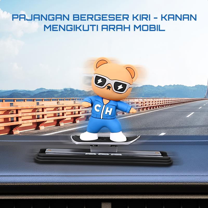 [ Car Zone Int ] Pajangan Dashboard Mobil Karakter Panda / Kelinci / Beruang Tatakan Geser Kiri-Kanan Hiasan Dekorasi Aksesoris Interior Mobil 7