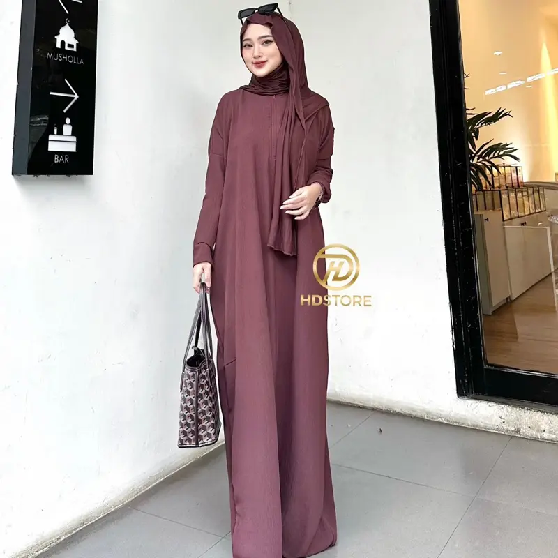 Gamis Abaya Nagita Mewah Bahan Crinkle Airflow Polos Elegan Muslim Wanita 1