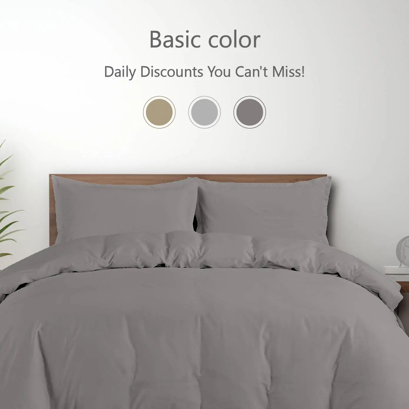 Aussino Breathable  Solid Color Soft Microfiber Fitted Bed Sheet Set, Fits up to 36-38cm Mattress Height