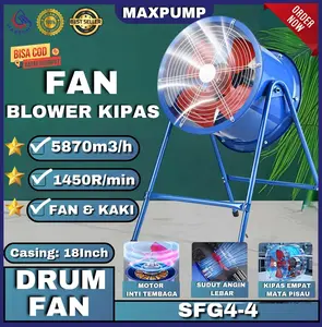 MAXPUMP Drum Fan Standar 16 In Ventilator 18 Inch Exhaust Ducting Dapur Resto Gedung Gudang 220V  Axial Drum Fan / Exhaust Industrial Fan / Blower Industrial Dapur