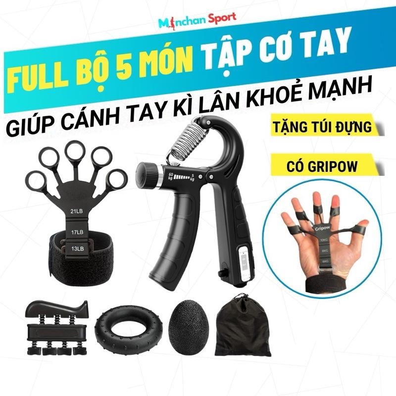  Combo 5 món tập cơ tay lực tay cánh tay mạnh mẽ - Kìm bóp tay có máy đếm Gripow tập ngón tay tiện lợi 
