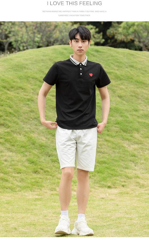 Product Introduction of Internet Celebrity Parent-Child Wear Summer Wear a Family of Three Or Four Family Pack Mother-Daughter Mother-Child Short Sleeve T-shirt Love Polo Clothes for the Whole Family 15