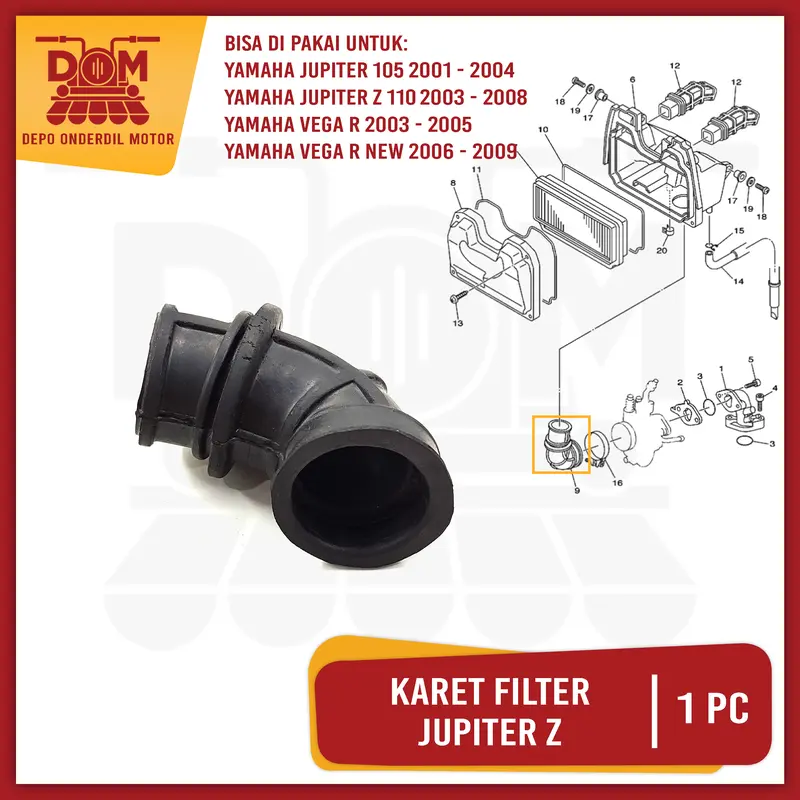 Karet Filter Jupiter Z (PSP) Sambungan Karbu Karburator Ke Saringan Udara Motor Motorcycle Jupiter Z Lama Vega R New 06 Asli Foto 0