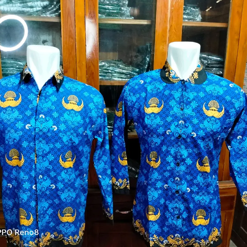 BATIK KEMEJA  COWOK &WANITA KORPRI TERBARU LAPIS FURING KRAH HITAM Wanita 1