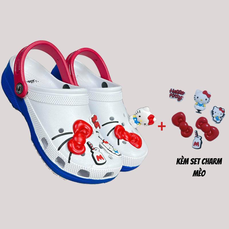 Sục Mèo Helo Kity [ Tặng cham như Ảnh + VỚ ] dép cross đúc nguyên khối nam nữ quai ngang