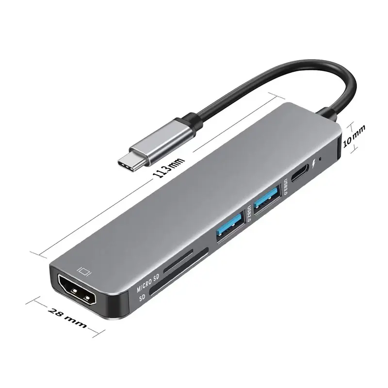 KOOYIINN Converter Usb Hub Type C Adapter 8in1 Type C 3.1 to USB C 4K HDMI Kabel 100M Fungsi OTG Support SD TF Card Reader PD Fast Charge adaptor type c converter type c to hdmi - DS01 0