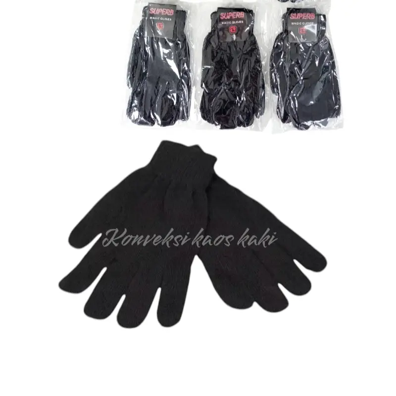 Sarung Tangan Rajut Hitam Polos untuk Pria dan Wanita Dewasa - 1 Pasang Gloves 3