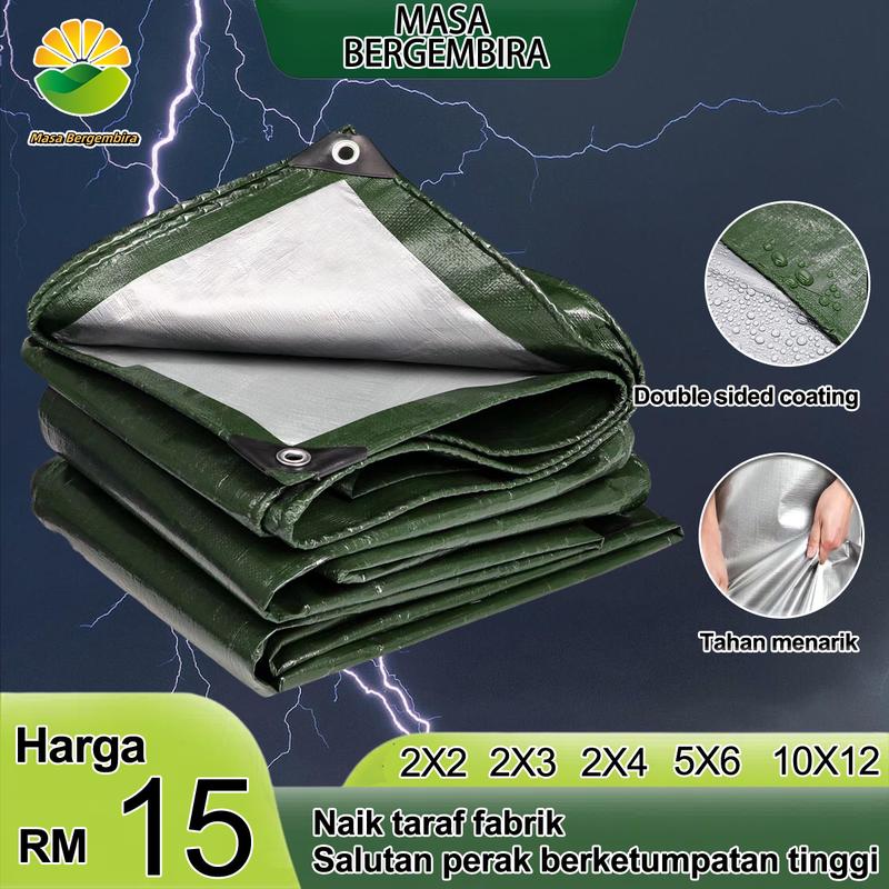 Kain kalis hujan, salutan tebal dua muka, bahan PE (dengan lubang ...