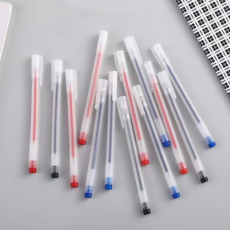 Bút Gel 0.5mm Giá Viết Trơn Nét Mảnh Mực Đen-Đỏ-Xanh Nhanh Khô Bút Bi Vỏ Nhám Thân Trong Mờ Gọn Nhẹ Tiện Dụng Cho Học Tập Và Văn Phòng