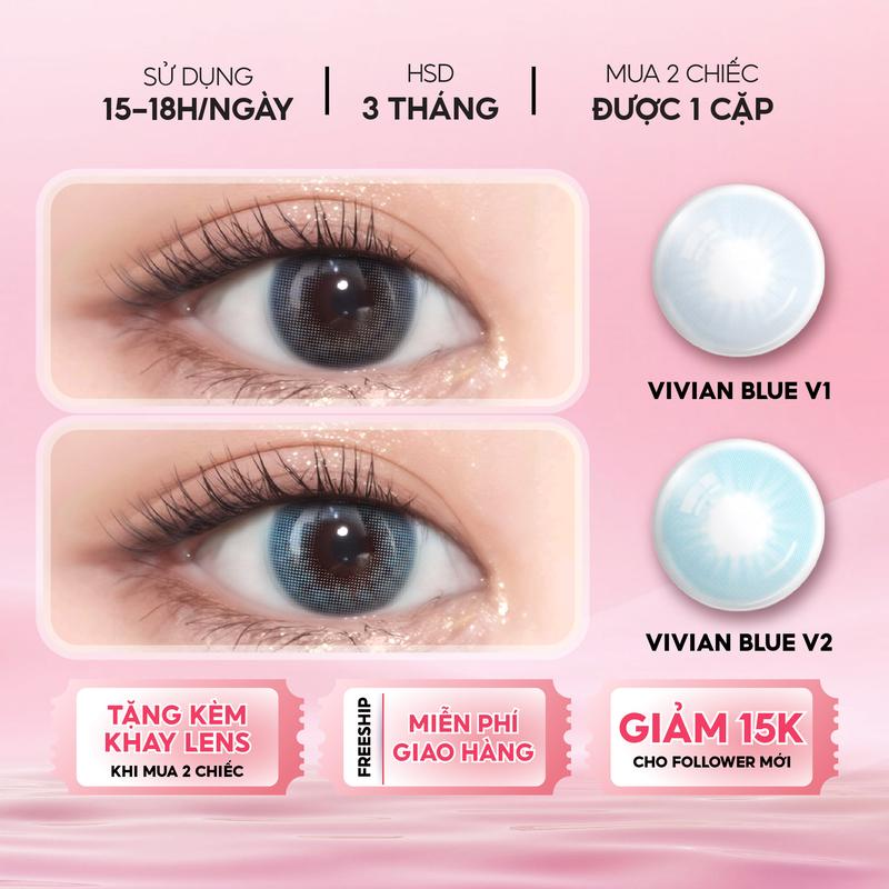  VIVIAN BLUE  - Lens Hàn Quốc EYEIYAGI xanh trong trẻo 