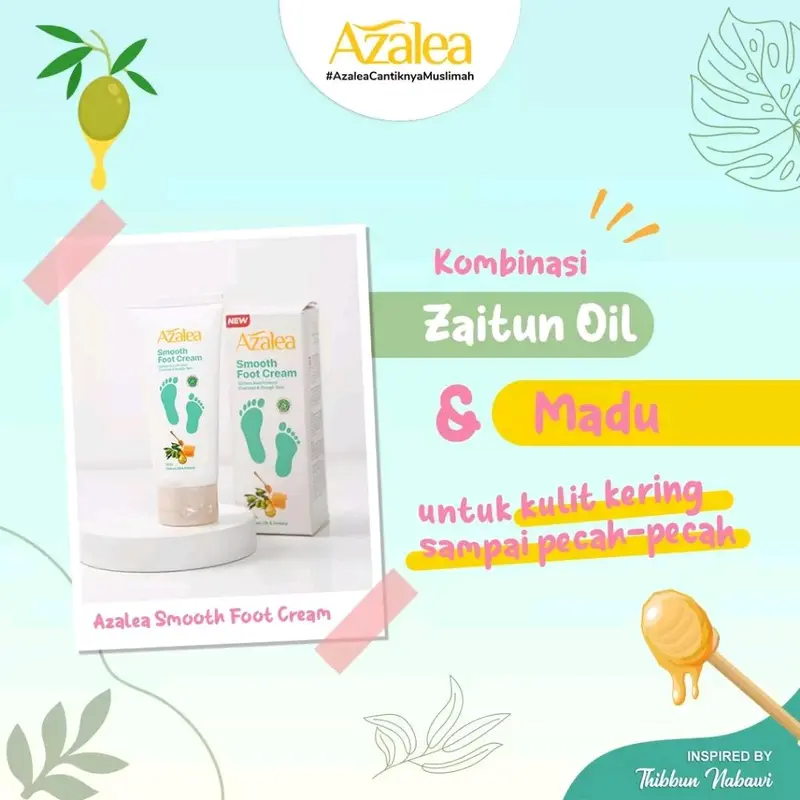TWINPACK AZALEA SMOOTH FOOT CREAM (FOR HAND & FOOT) | KRIM ZAITUN PERAWATAN & PELEMBUT KAKI, SIKU DAN TELAPAK TANGAN KERING PECAH-PECAH ORIGINAL BPOM 2