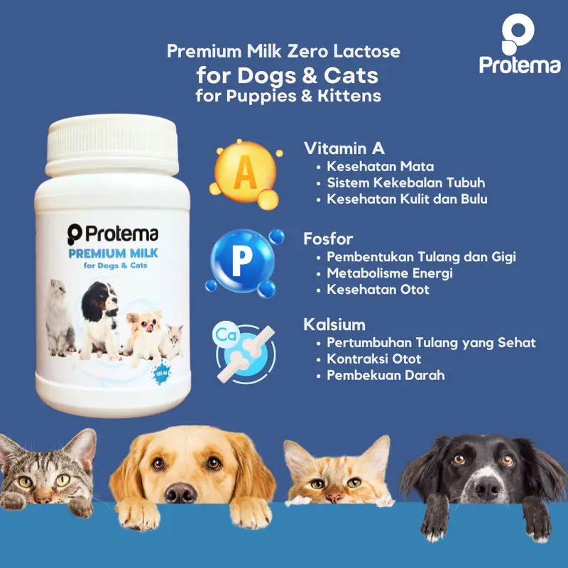 NATURAL PREMIUM MILK FOR CATS DOGS PROTEMA 125 GR Susu Kucing  Anjing Kitten Puppy, SUSU KUCING ANJING 125GR