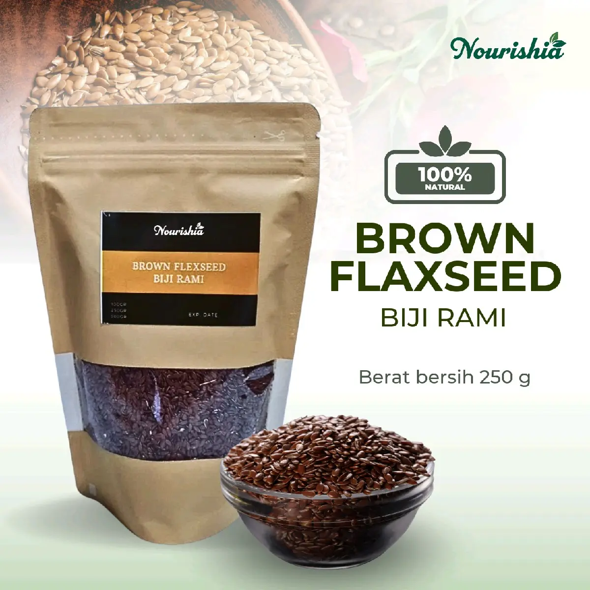 Flaxseed Brown 250gr / Biji Rami 250gr - Makanan Kesehatan - Food