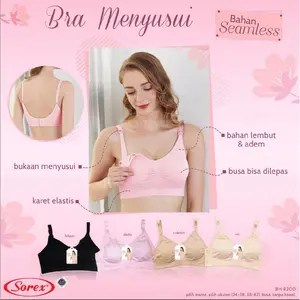 Sorex 8200 (2pcs, 3pcs) Bra Menyusui  Karet Elastis Adem lembut Nyaman Saat Dipakai