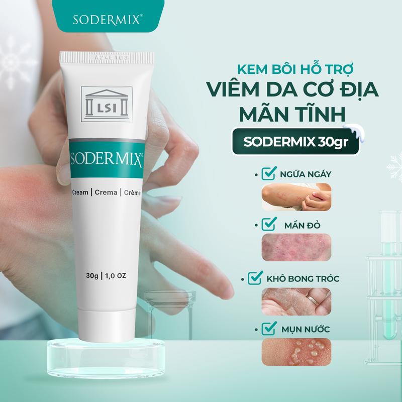Kem bôi SODERMIX 30gr Hỗ trợ Viêm Da Cơ Địa Mãn Tính Tổ Đỉa Ngứa Mụn Nước Bong Tróc Dành Cho Người Tái Lại Nhiều Lần Nhập Khẩu Pháp