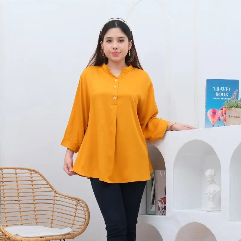 KS-22 Kemeja Atasan Wanita Shanghai Lengan 3/4 LD130 LD120 LD110 LD104 Allsize Rayon Twill Premium Blouse Baju Wanita 8
