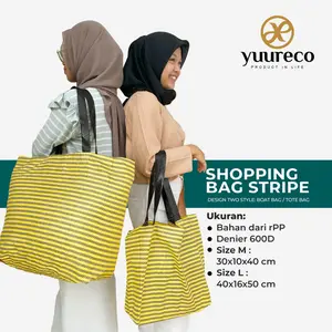 Shopping Tote Bag Plastik Tas Belanja Karung Jumbo Lipat Tebal dan Kuat I Stripe Series by Yuureco