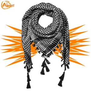 sorban Palestina Slayer Hitam Putih Motif Kotak Jagung/ Tactical Slayer Dasar Putih/ Tenun Rumbai/Hadiah Haji/Kain  Premium Merah sorban