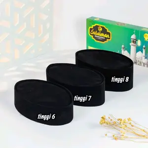 peci songkok pendek hitam tinggi 6.7.8cm kopyah ceper hitam muslim terbaru berkuwalitas Dewasa Pria Songkok Kopiah Haji Kain Nyaman Standar