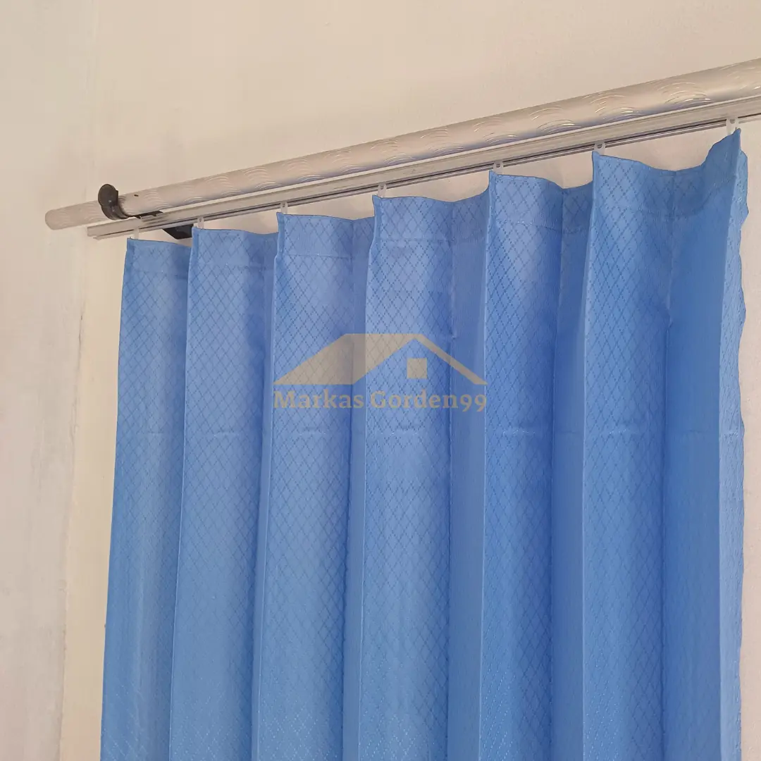 Gorden Jendela/Pintu Minimalis Model Plisket Kain Sido Polos Biru Hijau Pink