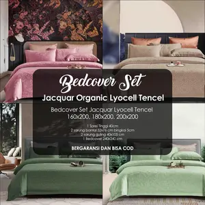 [KOLEKSI BARU] Bedcover set (Sprei Set + Bed Cover) Bahan Kain Sutera Jacquar Lyocell Bamboo Tencel Anti Bacteria sudah termasuk 2 Sarung Bantal 2 Sarung Guling