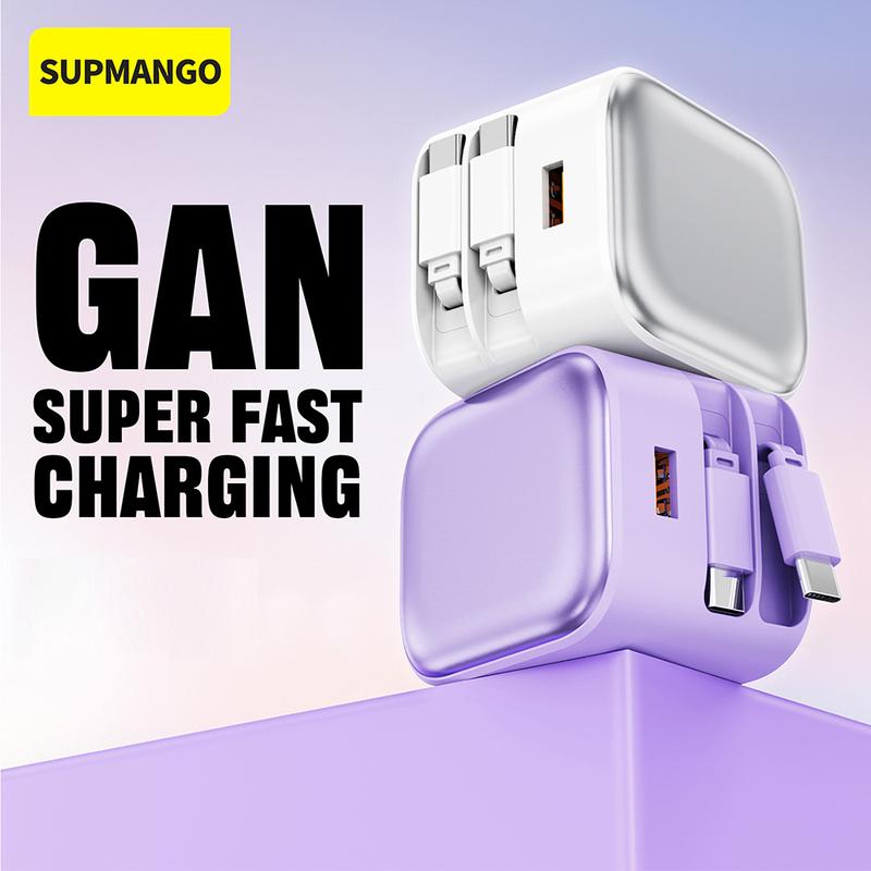  SUPMANGO Bộ sạc 35W GaN bao gồm 2 cáp sạc nhanh Type-C 80cm có thể rút gọn tương thích với MacBook Pro Air iPhone Android 