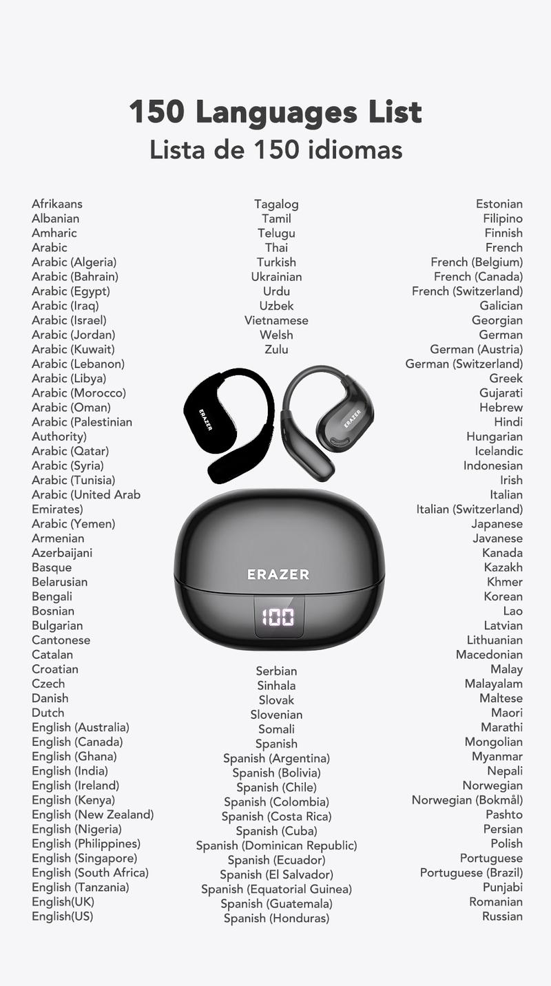 Product Introduction of Headset Terjemahan AI ERAZER XT66 Pro Earphone Bluetooth Open Ear Kualitas Suara HiFi Tahan Air IPX5 Dapat Menerjemahkan Ke 134 Bahasa Earbud Nirkabel 39