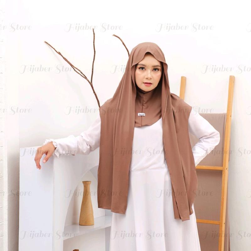 Syamsiar -  Pashmina Hijab Jersey dagu Tutup Leher Premium Kerudung Pasmina instan Panjang Muslim Wanita Dewasa 7