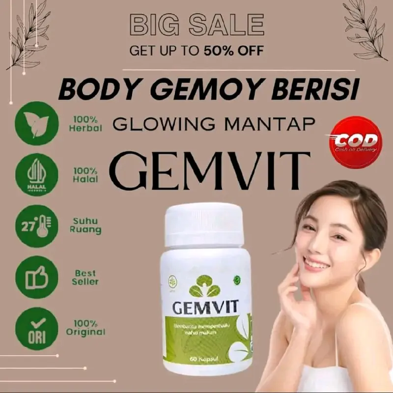 Gemvit official store isi 30 Capsule bpom dan halal flash saleee 0
