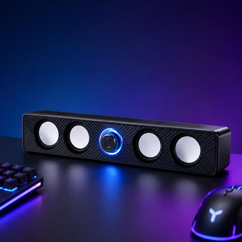 Loa Thanh Soundbar 4 Driver RGB Loa Máy Tính Để Bàn | Âm thanh HIFI Bass Mạnh, Kết Nối USB & AUX 3.5mm, Dành cho Game, Xem Phim, Nghe Nhạc thung gia re