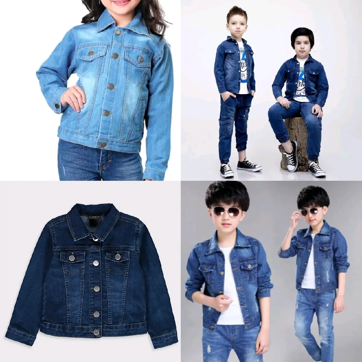 (1y-12y) Children Kids Boy Girls Denim Jeans Fall Jacket Button Coat Outwear Tops Clothes Budak Jeans Jacket / Baby Sweater Jeans