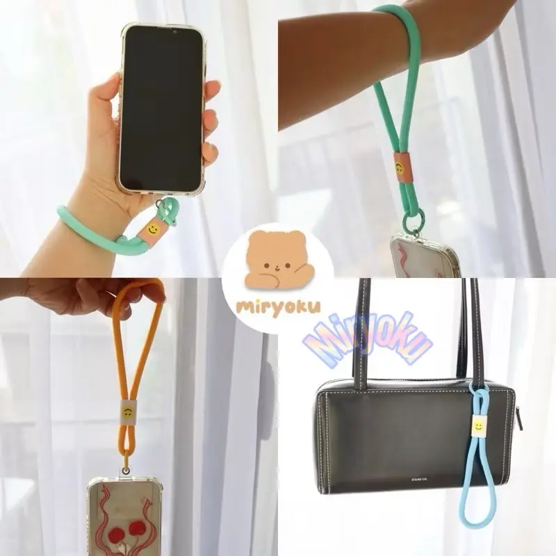 MIRYOKU Strap SMILE gantungan gelang HP universal Phone Lanyard strap mini Gantungan handphone antihilang rantai Multifungsi Korean Keychain 1