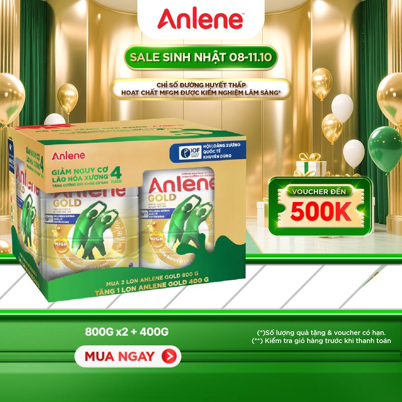 [Tặng 1 Lon Anlene Gold 400G] Bộ Quà Tặng Combo 2 Sữa Bột Anlene Gold Lon 800G