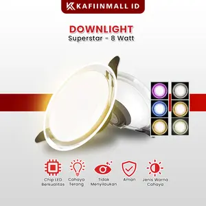 Kafiinmal LAMPU DOWNLIGHT LED 3Warna 8W / LAMPU PLAFON LED PUTIH KUNING WARMWHITE / KUNING BIRU UNGU /7WATT 1 WARNA