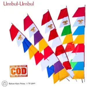 Umbul umbul zig zag 6 mata GARUDA / renteng tali warna atau merah putih