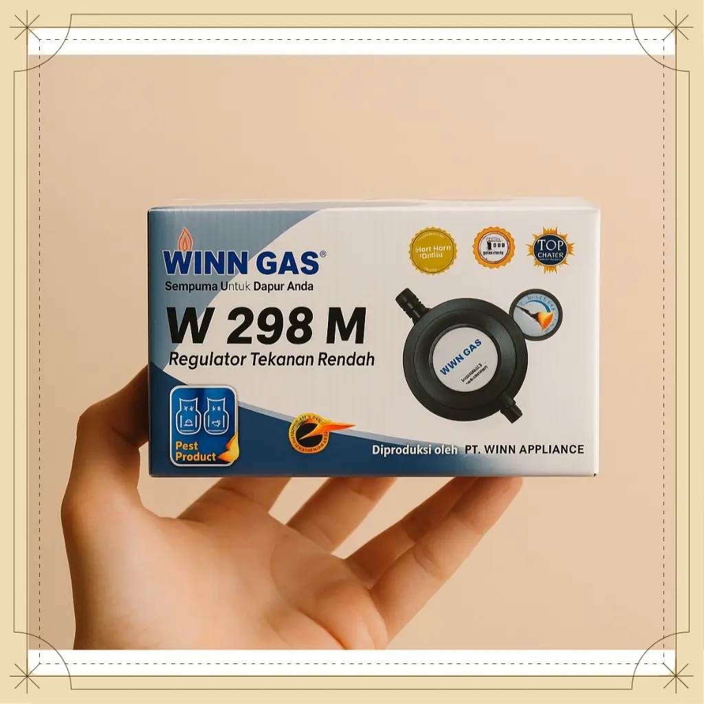 WINN REGULATOR GAS METER TEKANAN RENDAH WINN GAS W-298 LOW PRESSURE ANTI BOCOR LPG 3 KG /  GAS 12 KG