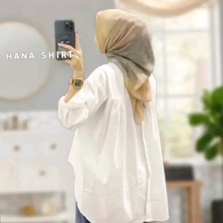 kemeja Wanita Linen Hanna Shirt Kancing Belakang Original - Atasan Oversize Basic Nyaman Baju Kain Panjang Variasi Top 1
