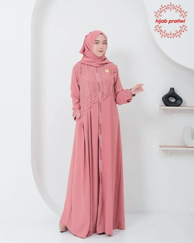 Syakila Dress Gamis Cringkel Mix Brukat Gamis Viral Kekinian Terbaru Gamis Muslim Elegant Gamis Kondangan Hits 2025 5