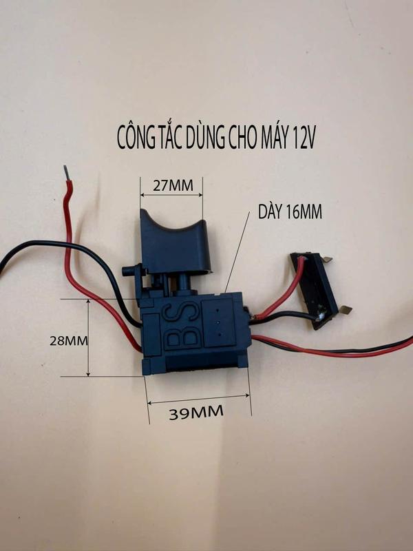 CÔNG TẮC MÁY KHOAN PIN CÓ ĐIỀU TỐC MÃ 12V VÀ 21V CÔNG TẮC DÙNG CHO MÁY KHOAN PIN CÓ CHỔI THAN