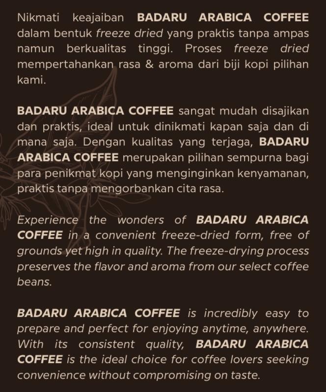 KOPI BADARU Isi 10sachet KOPI ARABIKA ESPRESSO INSTAN Coffee Bubuk